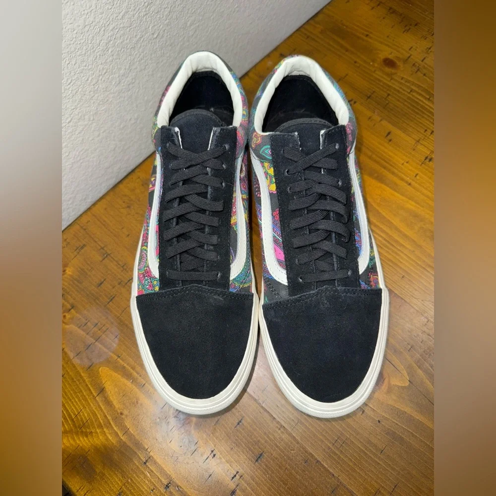 Vans Old‎ Skool Paisley Floral Skate Shoes Black Y2K Streetwear 90s-Size 10.5